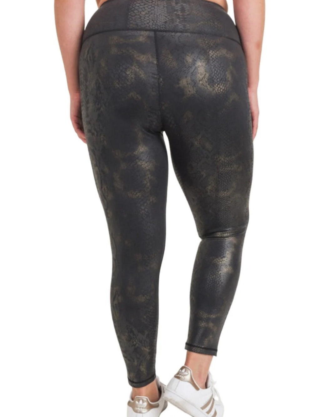 Mono B Black Leggings with Gold Snake-Print